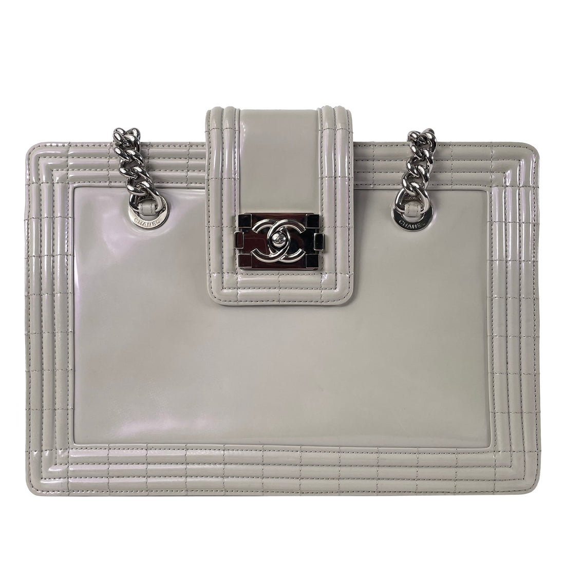 Gray Top Quality Chanel Iridescent  Boy Reverso Shopping Tote