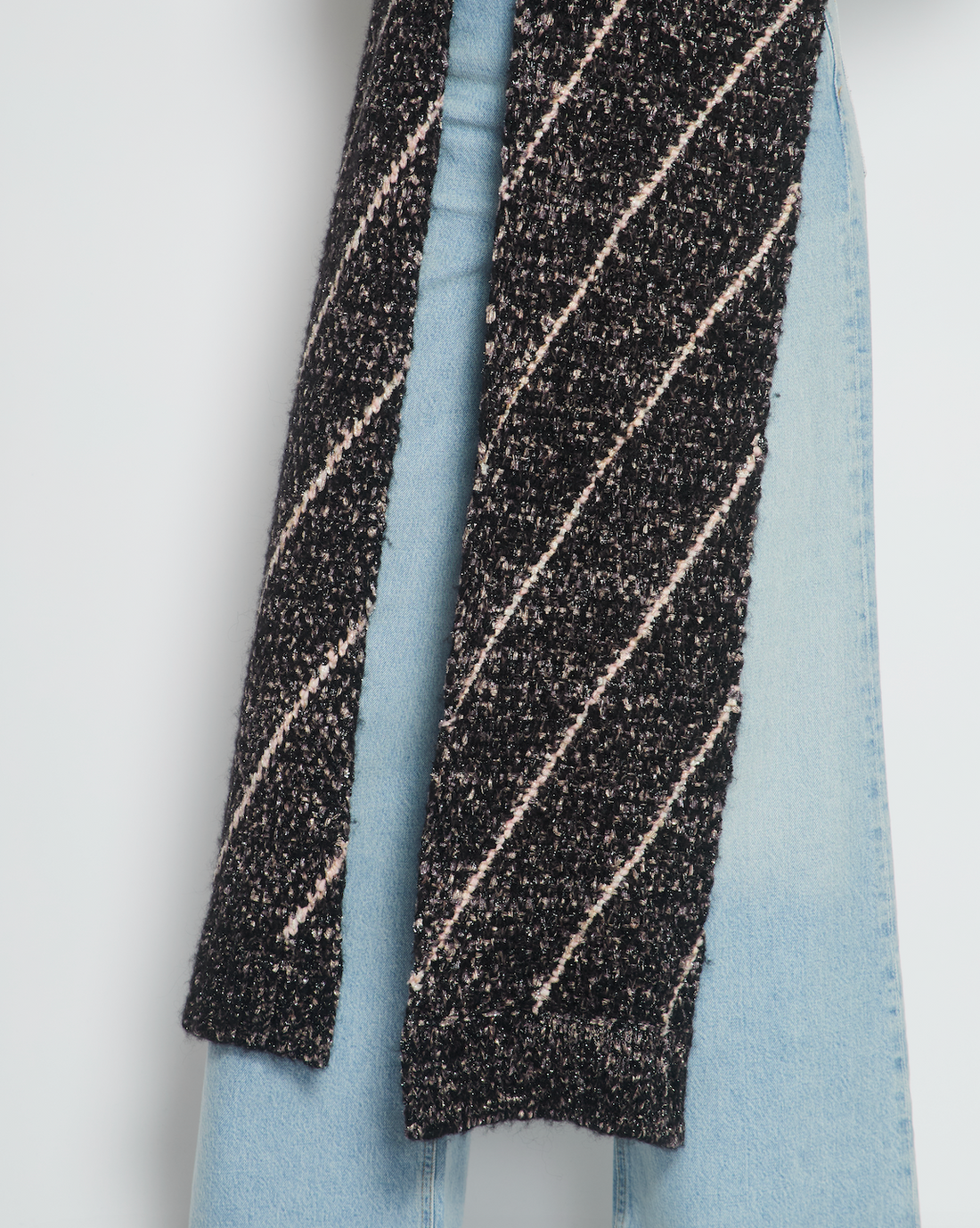 Pearl Street Bags Chanel Black and Pink Wool Knitted Scarf with Metallic Fibres and Hood