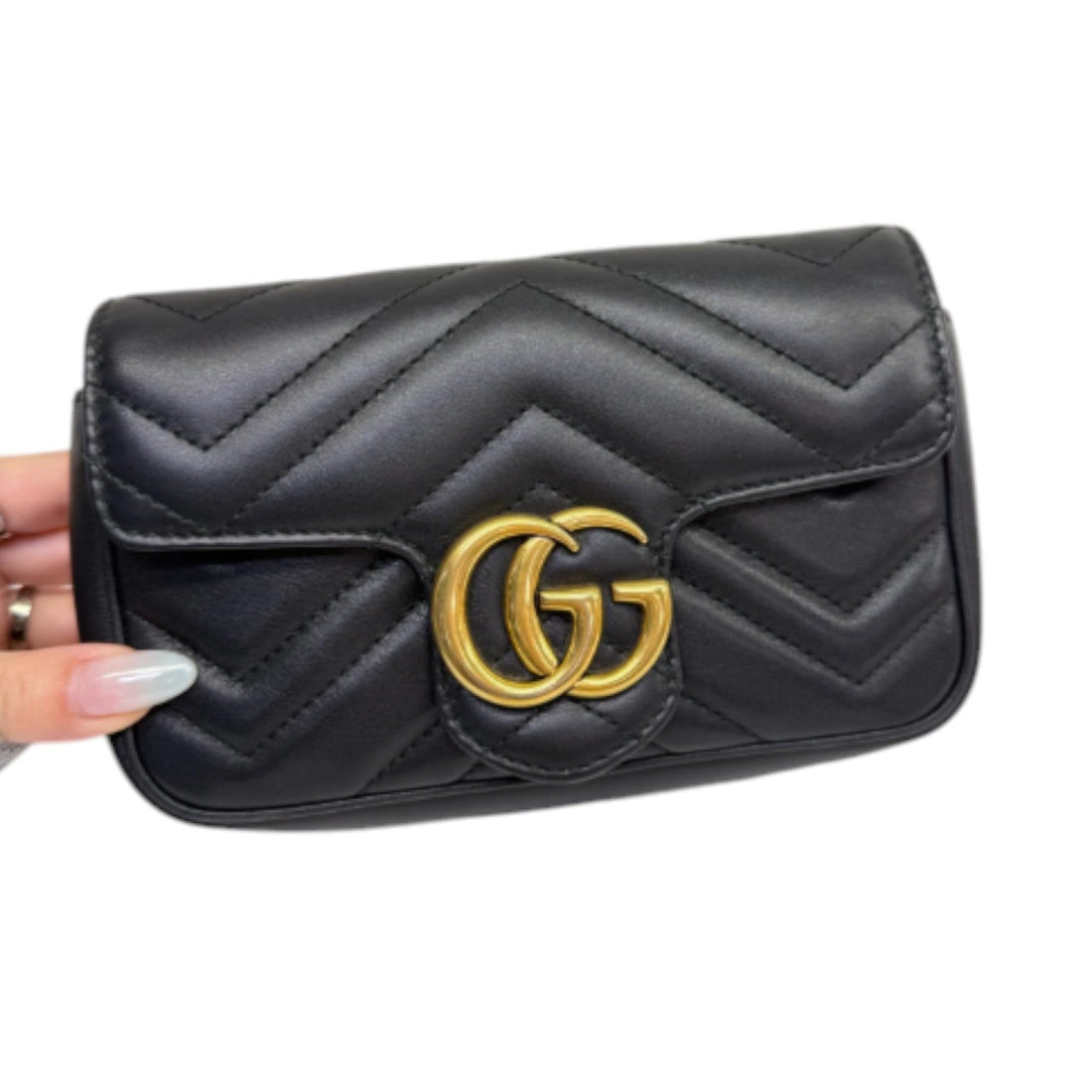 Gucci GG Marmont Super Mini CalBNkin Matelasse Black GHW