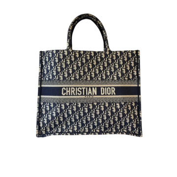 Book Tote Large Oblique Canvas Navy Multicolor