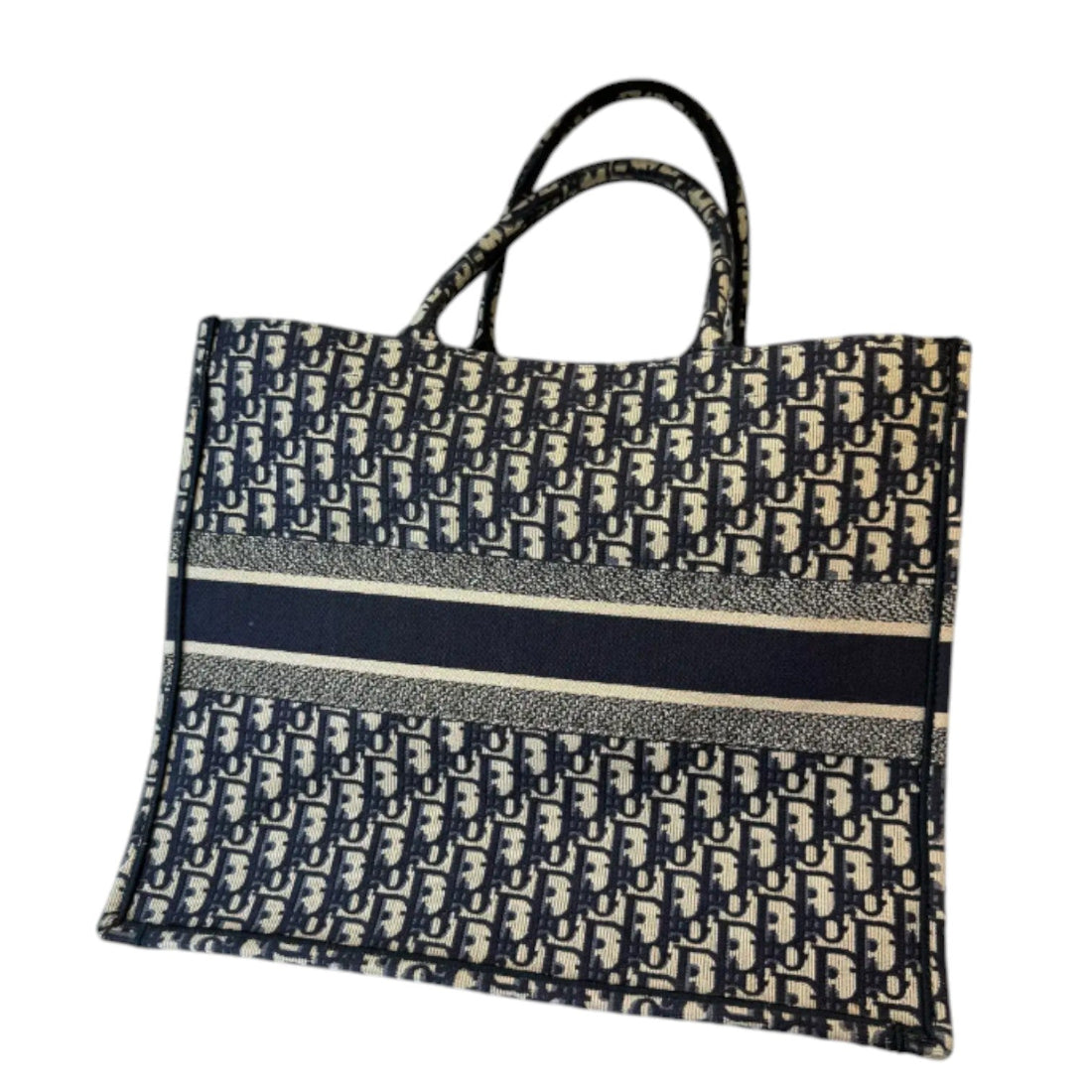 Book Tote Large Oblique Canvas Navy Multicolor