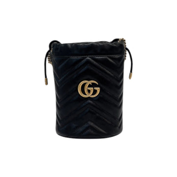 Gucci GG Marmont Bucket Mini CalBNkin Matelasse Black GHW