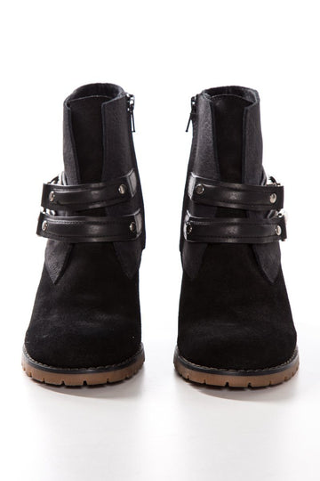 See by Chloé Black Suede Round-Toe Ankle Booties SZ 37
