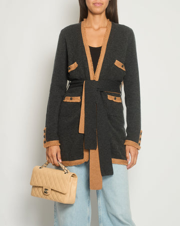 Pearl Street Bags Chanel 06/A Charcoal Long Line igan with Tie Detail FR 38 (UK 10)