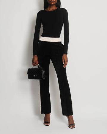 Pearl Street Bags Chanel 18/B Black Velvet Track pants with Zip and CC Button Detail FR 38 (UK 10)