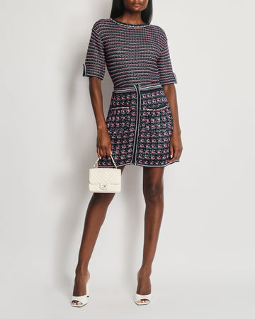 Pearl Street Bags Chanel Black, Pink and Green Tweed Top and Mini Skirt Set with Metallic Fibres Size FR  38 (UK 10)