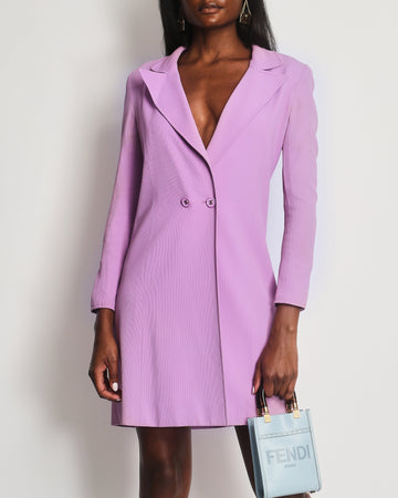 Chanel  97P Lilac Longline Blazer with CC Button Detail Size FR 38 (UK 10)
