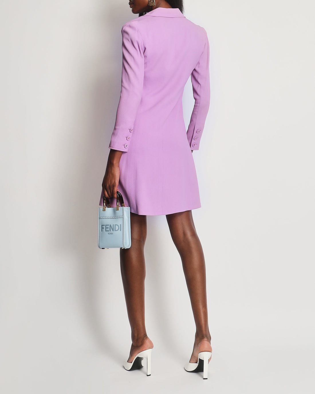 Chanel  97P Lilac Longline Blazer with CC Button Detail Size FR 38 (UK 10)