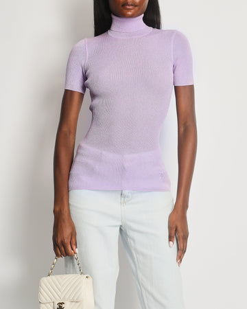 Pearl Street Bags Chanel  96A Lilac Ribbed Metallic Thread High Neck Top Size FR 38 (UK 10)