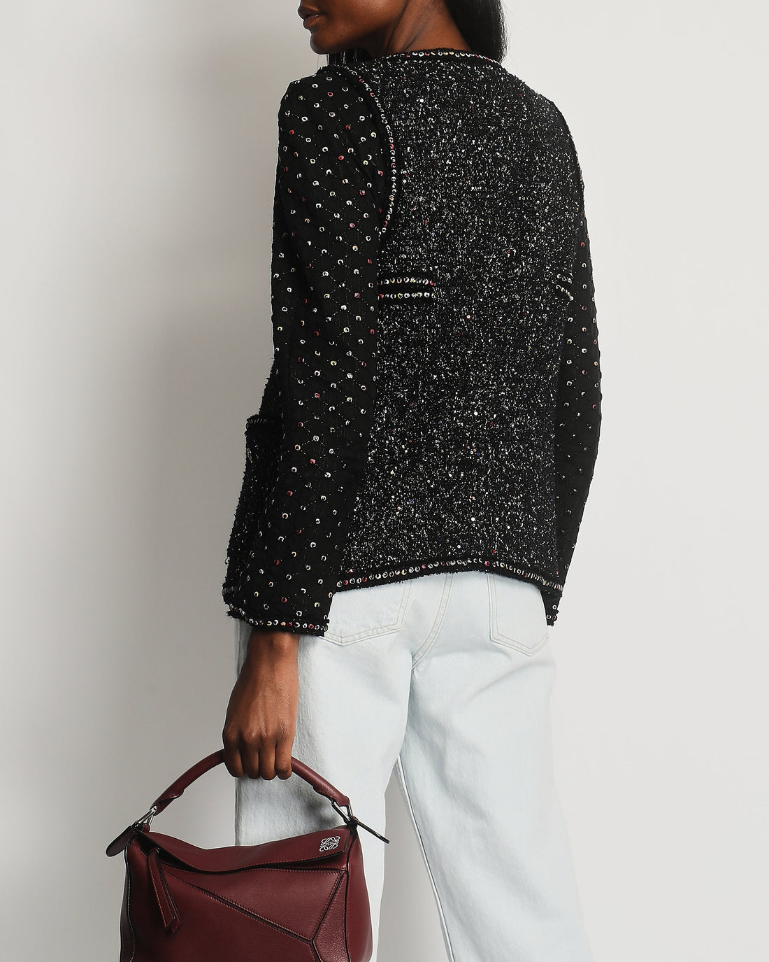 Pearl Street Bags Chanel  Fall 2017 Black Tweed Jacket with Multicoloured Sequin Details Size FR 42 (UK 14)