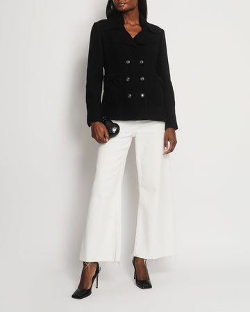 Pearl Street Bags Chanel Navy Tweed Long Sleeve Tweed Jacket with Bows Pocket Detail Size FR 42 (UK 14)