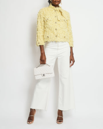 Pearl Street Bags Chanel Cruise 2021 Yellow Textured Jacket with Neck Tie Detail FR 34 (UK 6)