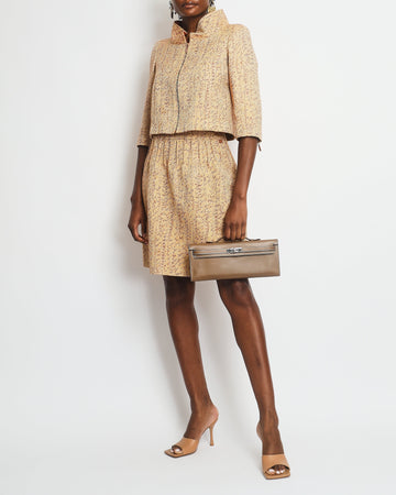Pearl Street Bags Chanel 01/P Spring 2001 Beige, Burgundy Two-Piece Jacket and Skirt Set FR 34 (UK 6)