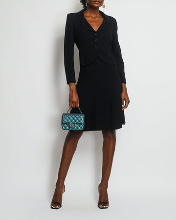 Pearl Street Bags Chanel Dark Navy 02C Jacket with Black Embellished Button and Skirt with Pocket Detail Set FR 36 (UK 8)