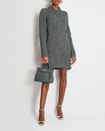 Pearl Street Bags Chanel 12A Grey Tweed Long-Sleeve Mini Dress with Belt Detail Size FR 38 (UK 10) RRP ¬£3,050