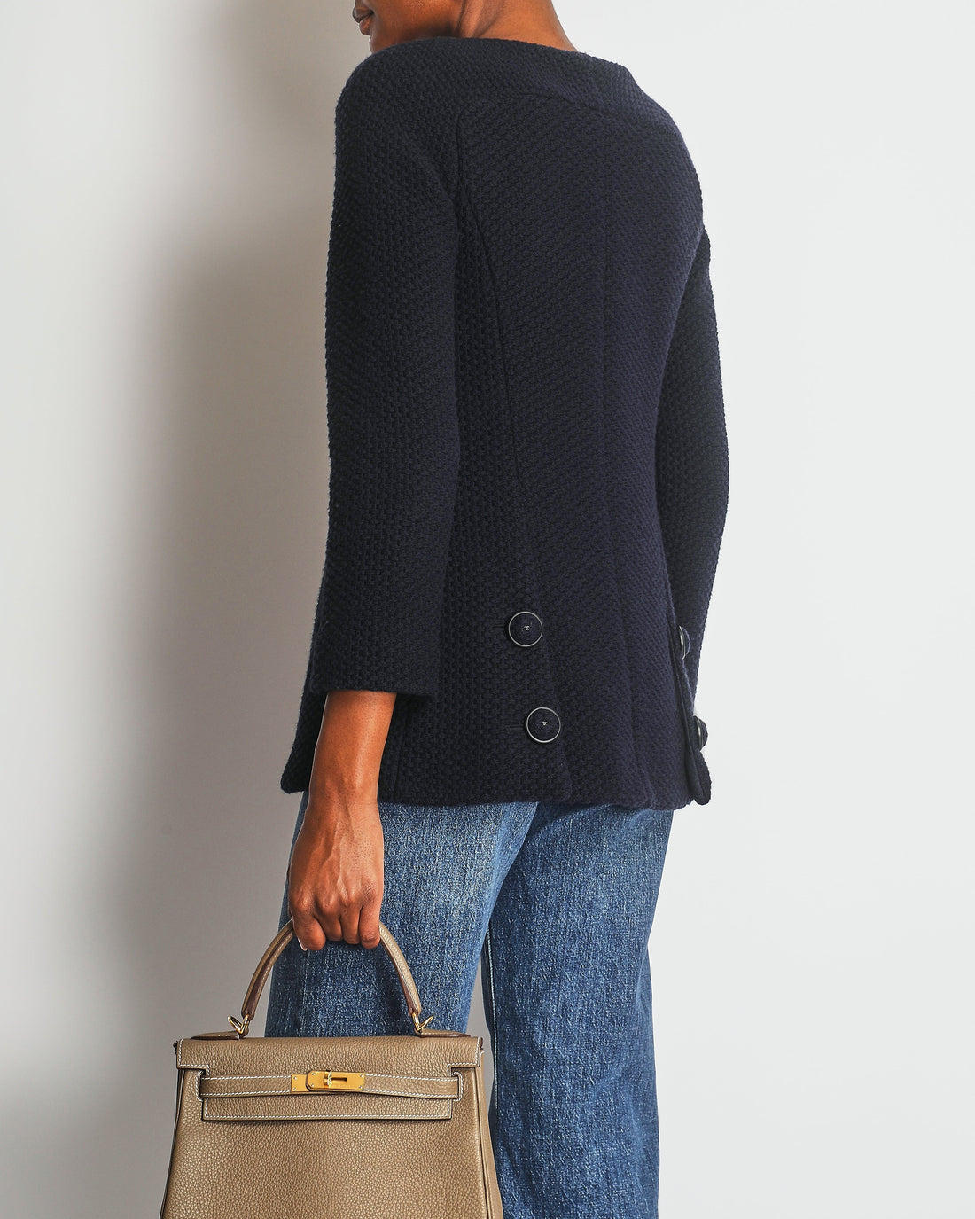 Pearl Street Bags Chanel Navy Wool Jacket with CC Logo Buttons Size FR 34 (UK 6)