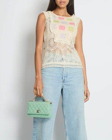 Pearl Street Bags Chanel Cream Crochet Sleeveless Top with Multicoloured Detail FR 36 (UK 8)