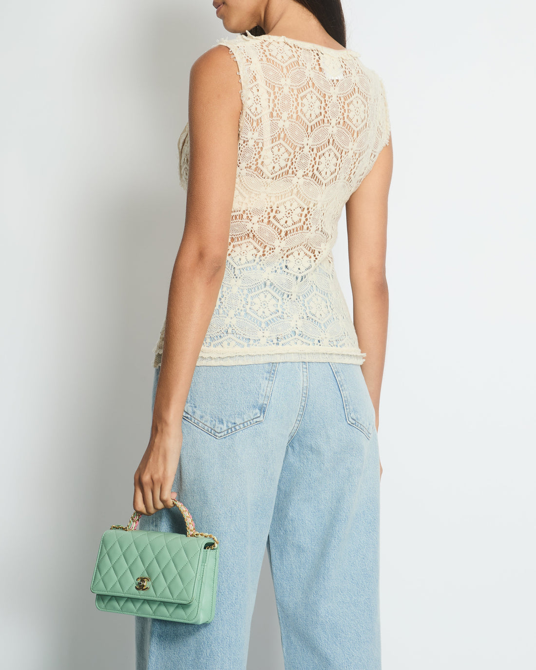 Pearl Street Bags Chanel Cream Crochet Sleeveless Top with Multicoloured Detail FR 36 (UK 8)
