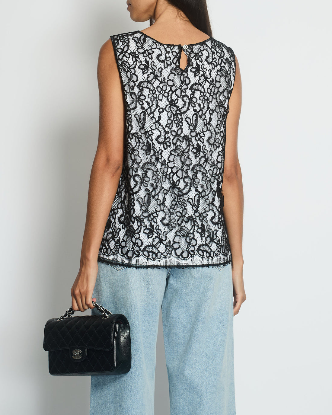 Pearl Street Bags Chanel Vest with Black Lace Overlay FR 42 (UK 14)