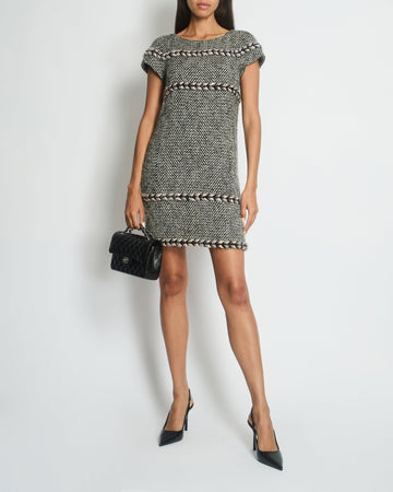 Pearl Street Bags Chanel Grey, Pink Tweed Dress with Plated Trim Detail FR 34 (UK 6)