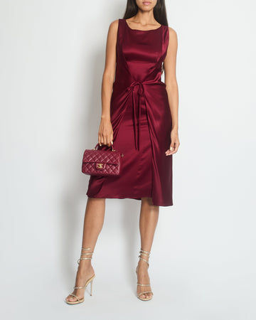 Pearl Street Bags Chanel  98A Burgundy Silk Wrap Dress Size FR 38 ( UK 10)