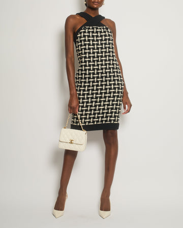 Pearl Street Bags Chanel 09P Black, White Check Halter-Neck Detail Sleeveless Tweed Dress Size FR 36 (UK 8)