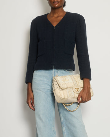 Pearl Street Bags Chanel 09P Navy Tweed Jacket with Zip Detail FR 42 (UK 14)