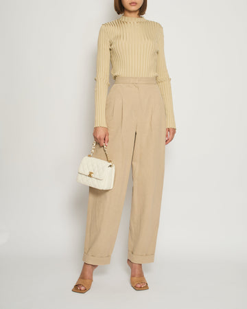 Pearl Street Bags Chanel Beige High-Waist Trors with Turn-up Detail FR 38 (UK 10)