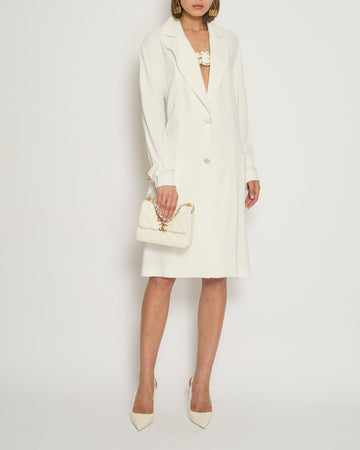 Pearl Street Bags Chanel Cream Long Sleeve Coat with Chain Buckle Fastening Detail FR 38 (UK 10)
