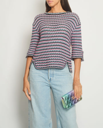 Pearl Street Bags Chanel Pink, Black Metallic Green Mid-Sleeve Top FR 38 (UK 10)