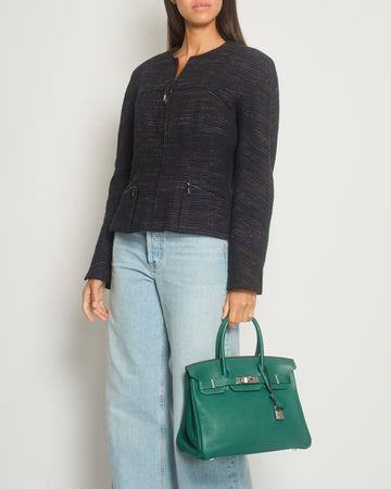 Pearl Street Bags Chanel 02A Navy and Multi-Colour Tweed Long Sleeve Jacket with Zip Details Size FR 42 (UK 14)