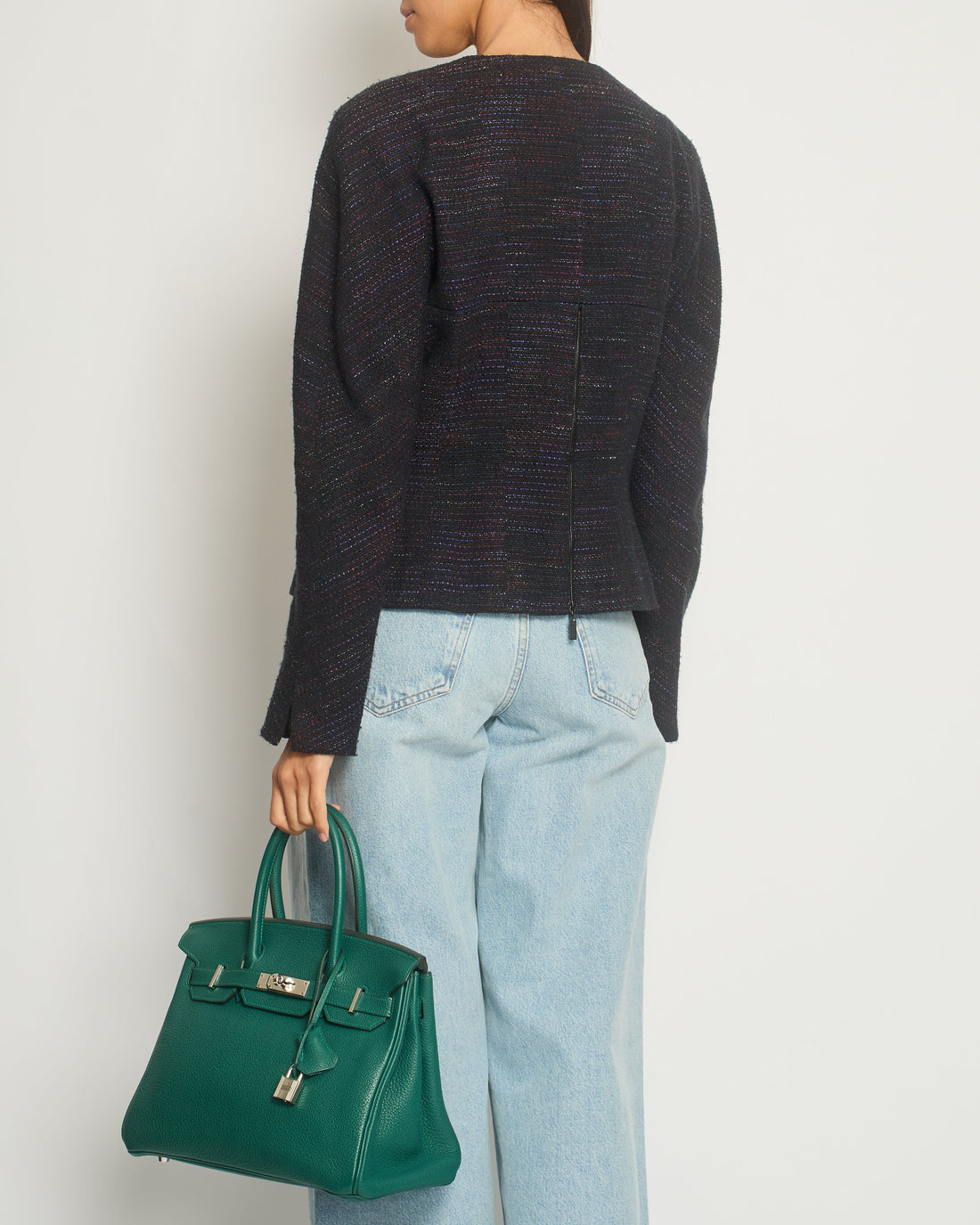 Pearl Street Bags Chanel 02A Navy and Multi-Colour Tweed Long Sleeve Jacket with Zip Details Size FR 42 (UK 14)