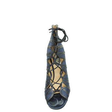 Jimmy Choo Bicolor Strappy Ankle Zip Pumps 39.5