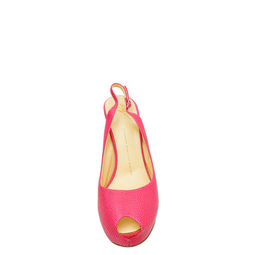 Gippe Zanotti Pink Lizard Embossed Peeptoe Slingback 40