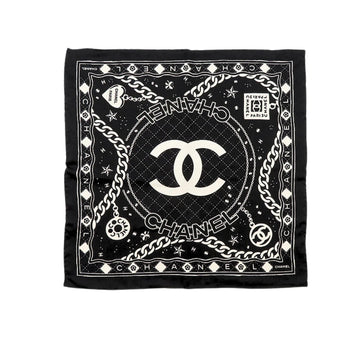 CC CLASSIC DOUBLE C LOGO PRINT SILK SCARF BLACK 90CM