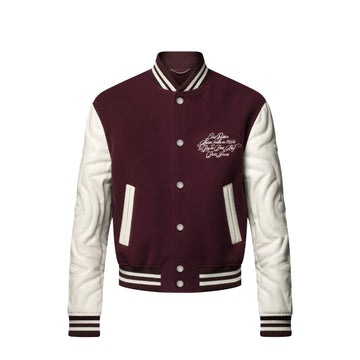 LV EMBROIDERED CALFSKIN VARSITY JACKET BORDEAUX 1AGJCC