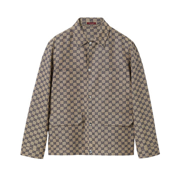 GG GG LINEN BLEND CANVAS JACKET BEIGE 784252 ZAM7G 9118