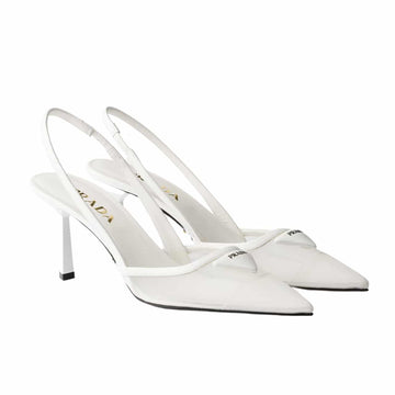 PR MESH FABRIC SLINGBACK PUMPS WHITE 1I891N 099 F0009 F 075