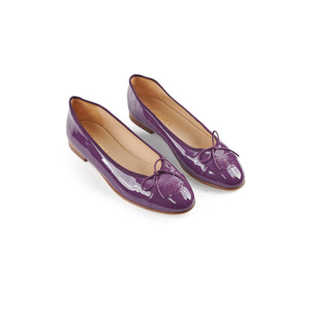 Top Quality Chanel Purple  Leather Bow Ballet Flats 40C