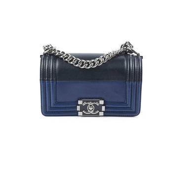 Top Quality Chanel Boy Small Black/Navy Blue