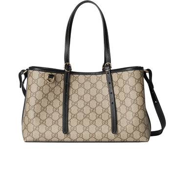 GG GG EMBLEM SMALL TOTE BAG BEIGE AND DARK BROWN 31CM 815214 FAD6L 9741