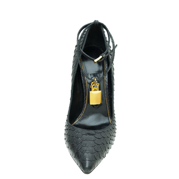 Tom Ford Black Python Padlock Ankle Wrap Pumps 39