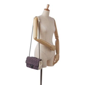 Chanel Airline Flap Bag Small Multicolor Tweed Palladium
