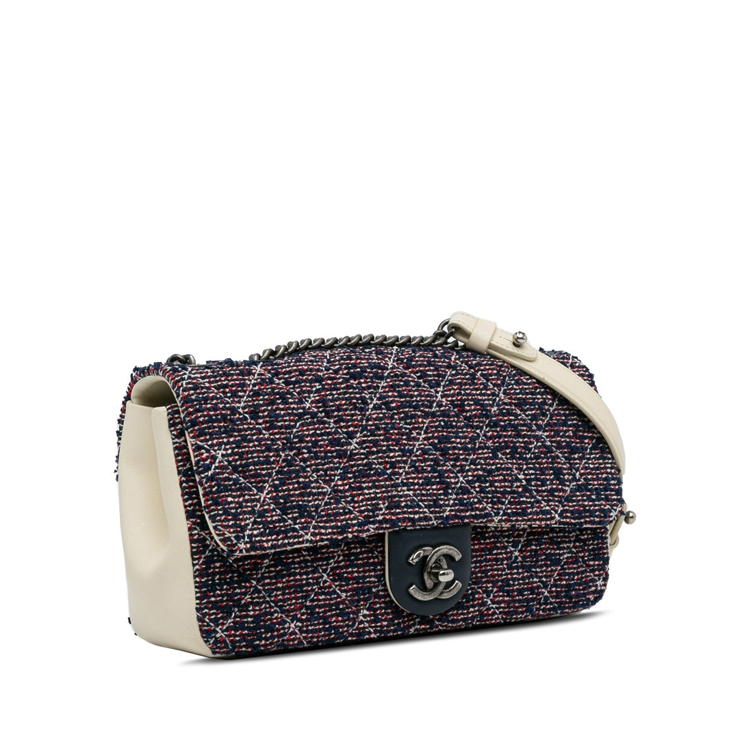 Chanel Airline Flap Bag Small Multicolor Tweed Palladium