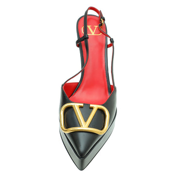 Valentino Black Vlogo Platform Slingback Pump 38.5
