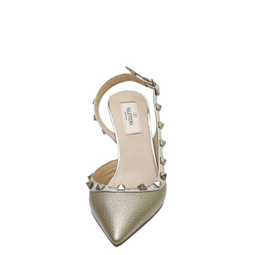 Valentino Bicolor Rockstud Half D'Orsay Slingback 37