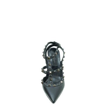 Valentino Black Rolling Rockstud Ankle Strap Pump 35