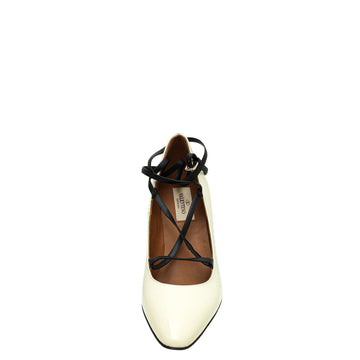 Valentino Light Ivory Criss Cross Ankle Strap Pumps 37