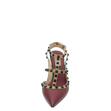 Valentino Bicolor Rockstud Caged Ankle Strap Pumps 39.5