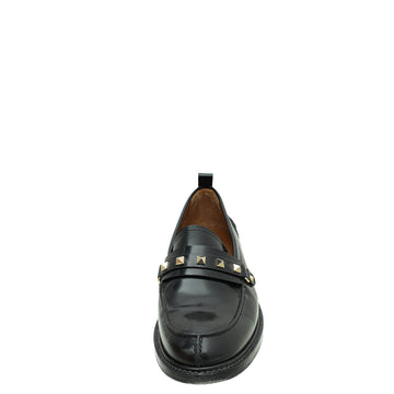 Valentino Black Rockstud Loafers 40